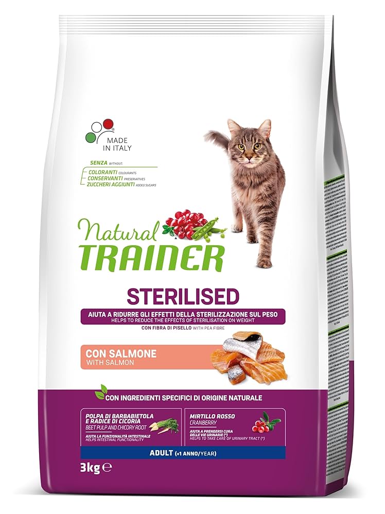 natural trainer sterilised (+1 anno) con salmone e fibra di pisello