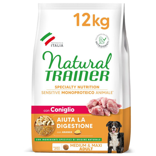 natural trainer adult medium/maxi con coniglio e cereali integrali