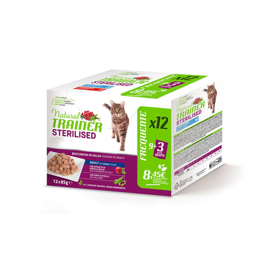 Natural Trainer Adult Sterilised 12x85gr alimento umido per gatti