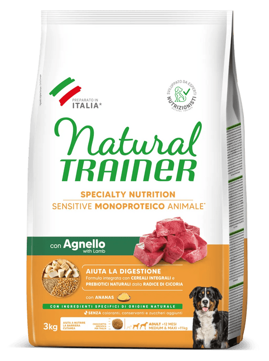 natural trainer adult medium/maxi con agnello e cereali integrali