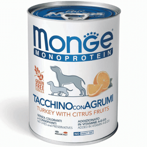 monge monoproteico frutta tacchino e agrumi  400 gr lattina
