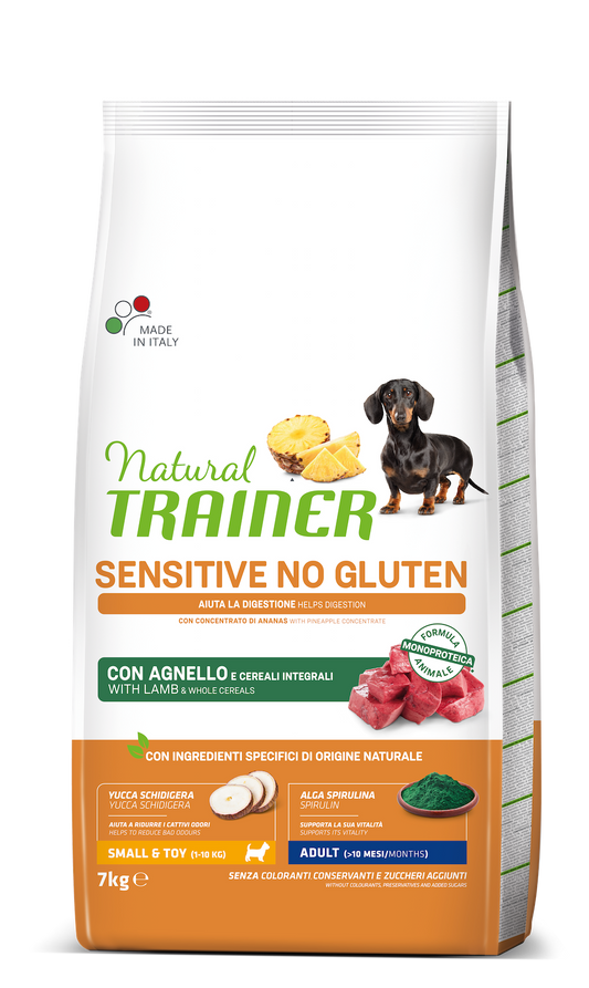 natural trainer adult mini con agnello e cereali integrali